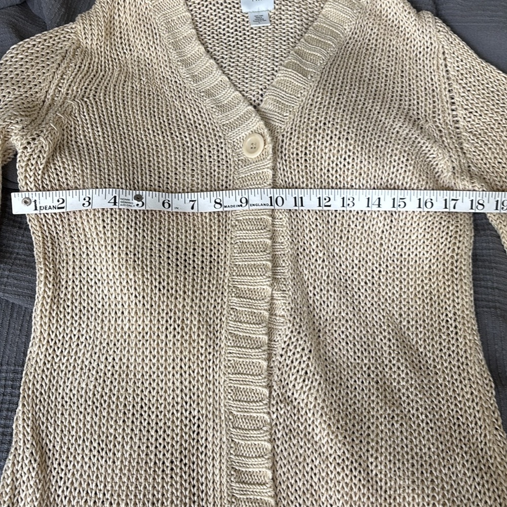Garnet Hill Linen Cardigan Sweater Size Small Beige - Picture 8 of 12